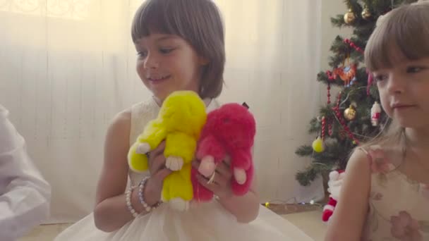 Group of children with stuffed toys — Stock Video