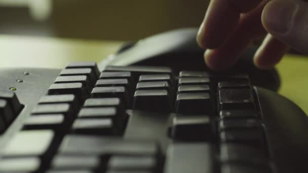 Mão masculina gravando no teclado computadores — Vídeo de Stock