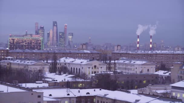 Moskva v noci výhled z vrcholu v Moskvě — Stock video