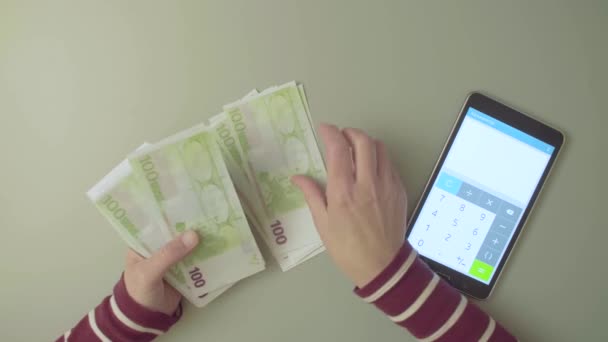 Vrouwelijke handen die geld tellen — Stockvideo