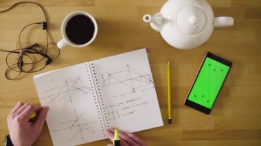 Yeşil ekran. Erkek el smartphone kaydırma