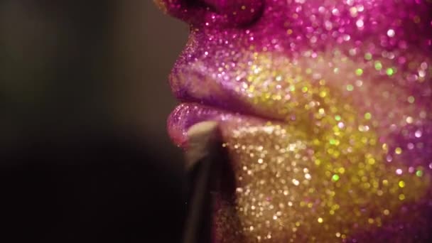 Cara de arte. La pintura de maquillador — Vídeo de stock