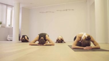 Yoga sınıfı. İnsanlar yoga egzersizleri yapıyor