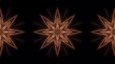 Animasyon. Dönen mandala, kaleydoskop. Animasyon oryantal arka plan, ekran koruyucu. Siyah zemin üzerinde yeşil ve altın desenli dönen.
