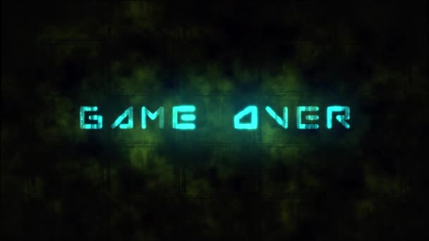 Завершающий экран игры со словами "Игра окончена" — стоковое видео