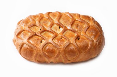 Beyaz arkaplanda ekmek somunu