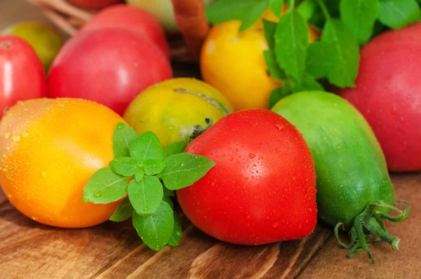 Tomaten und Basilikum lizenzfreie Stockbilder