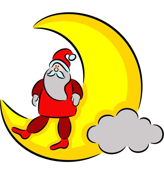 Santa Claus and moon — Stock Vector