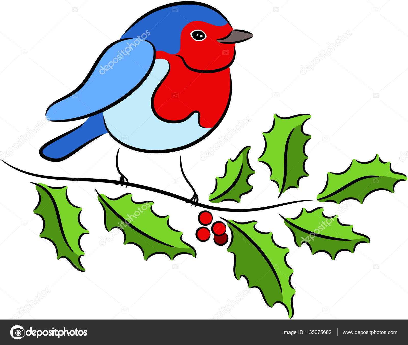 Download Christmas Robin on Holly branch — Stock Vector © Tallisman ...
