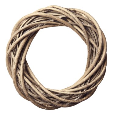 Çelenk ahşap dekorasyon, Noel ahşap daire, üzerinde beyaz izole bükülmüş