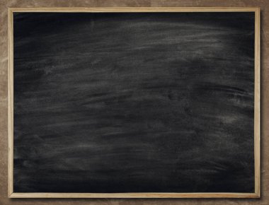 Blackboard arka planda ahşap çerçeve, boş kara tahta duvar