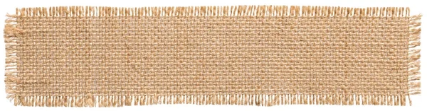 麻布织物修补程序标签，麻布片亚麻黄麻麻袋布 — 图库照片