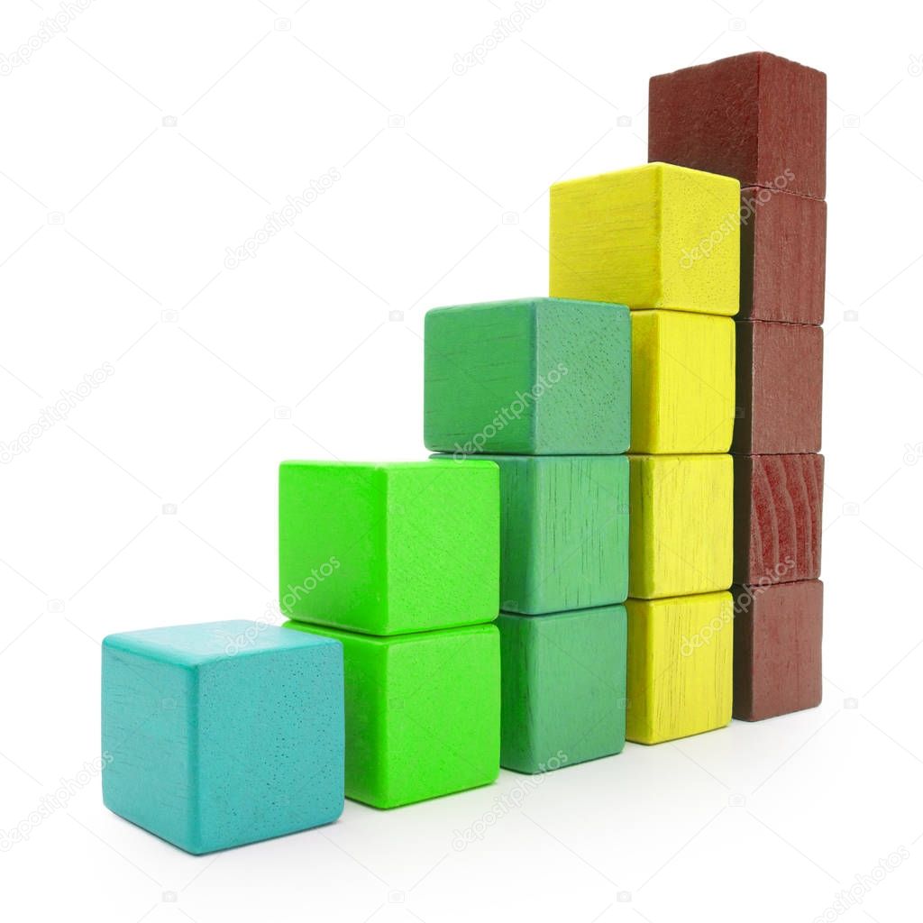 Infographics Blocks Chart, Infograph Bar of Color Toy Cubes