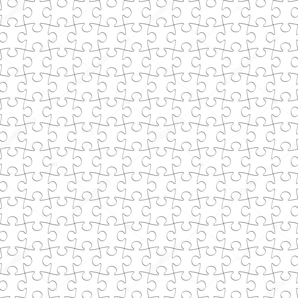 Puzzle White Pieces Seamless Background, Blank Complete Jigsaw Pattern