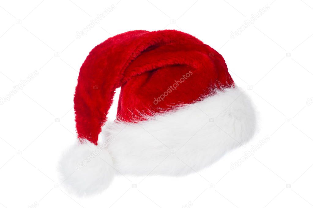 Santa Claus Hat, Red Christmas Hat White Isolated