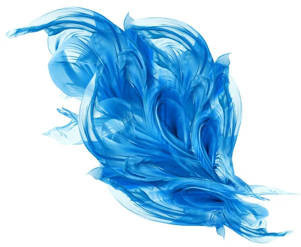 Fliegender blauer Stoff, fließende Seidentücher, flatternde abstrakte Wellen — Stockfoto
