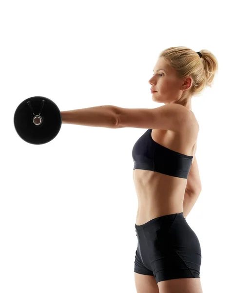 Fitness meisje schouder training — Stockfoto