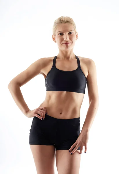 Fitness kobiece kobieta model na białym tle — Zdjęcie stockowe