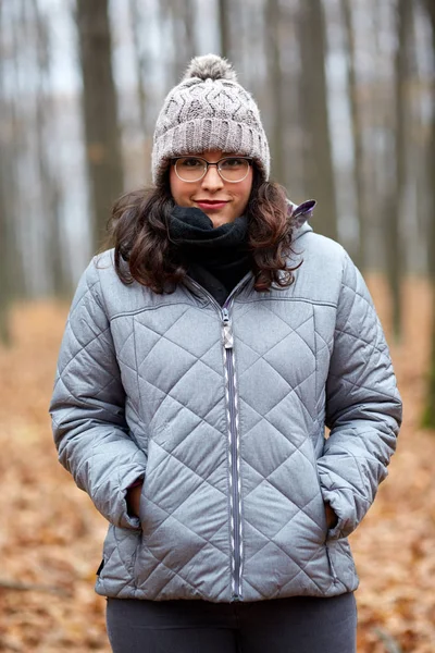 Cute hispanic girl in forest — Stock Photo, Image