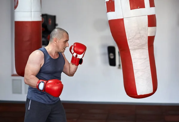 Kampftraining an Boxsäcken — Stockfoto