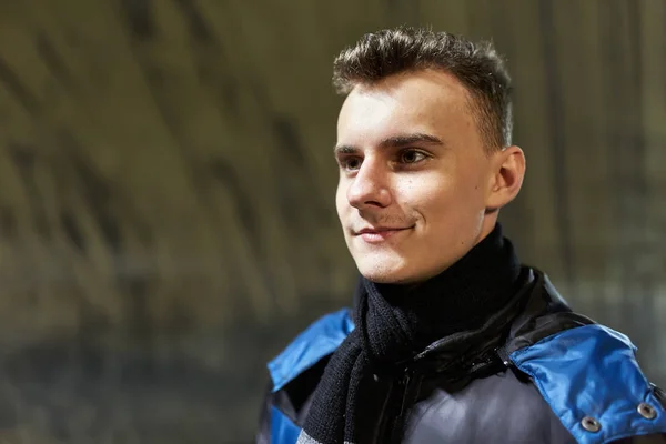 Teenage boy in a salt mine tunnel — Stock Photo, Image