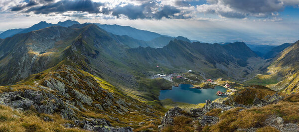Aerial view of Balea Lake