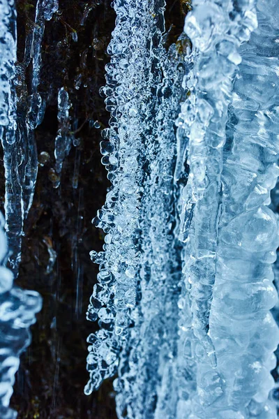 Icicles from frozen waterfall — Stock Photo, Image