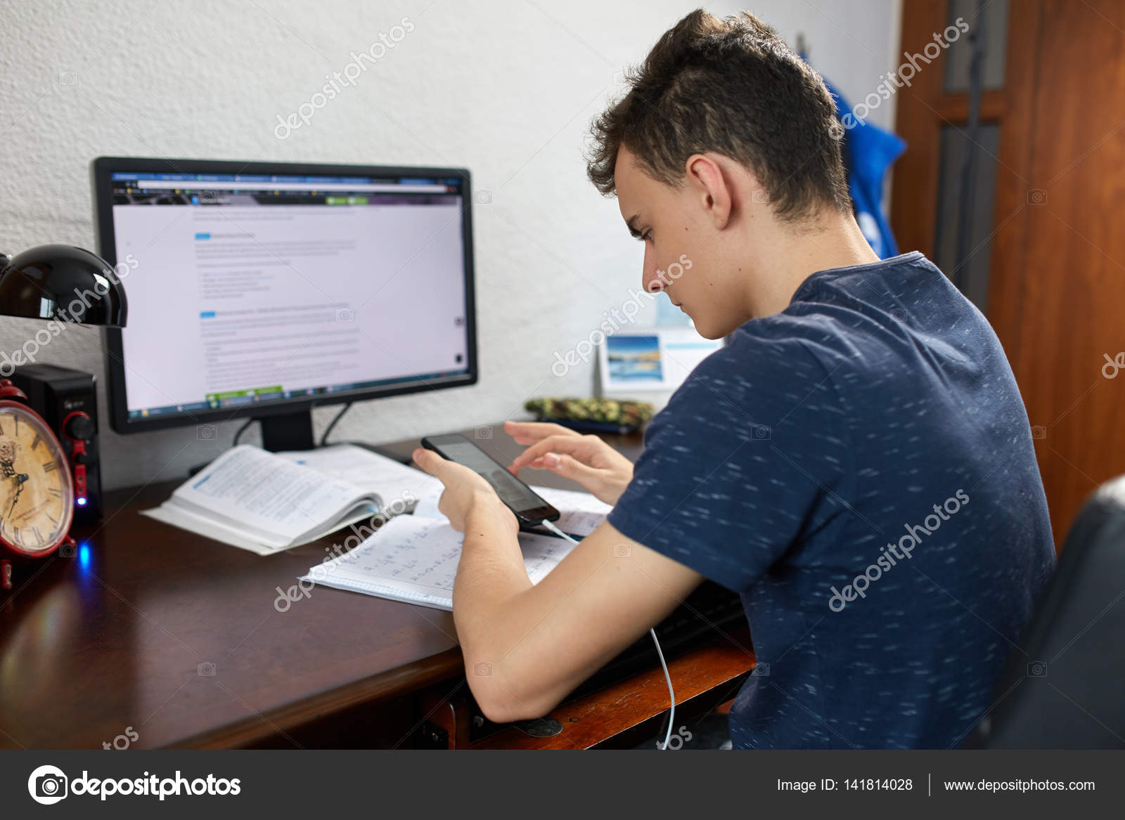 Teenager Doing Homework With Computer Stock Photo C Xalanx