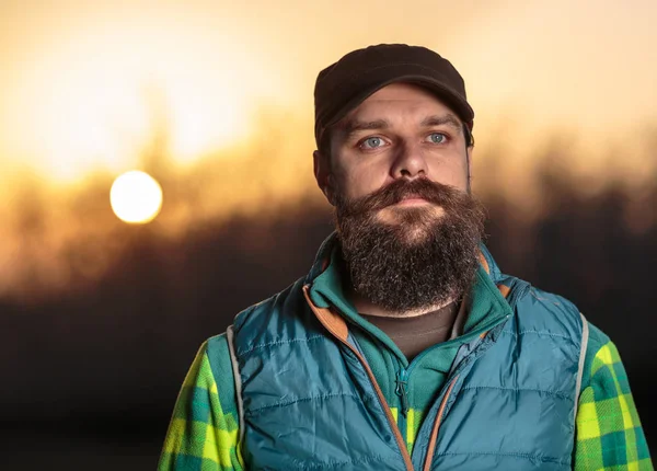 Young bearded farmer outdoor — Stock Photo, Image