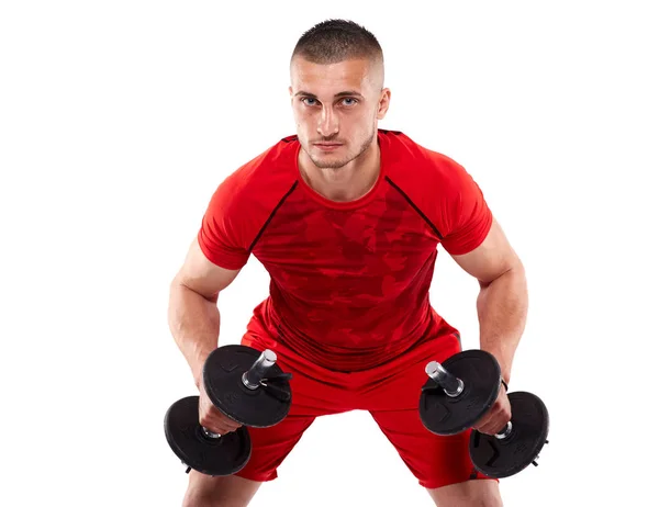 Молодий чоловік у червоному спортивному одязі — стокове фото