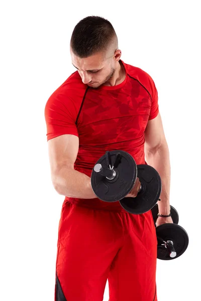 Hombre haciendo ejercicio bíceps — Foto de Stock