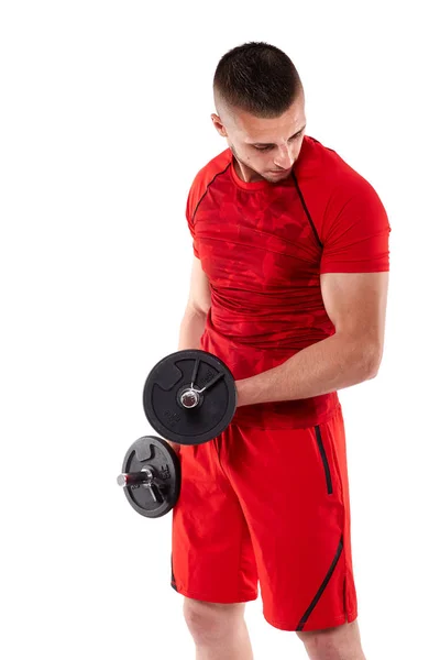 Człowiek robi treningu bicepsów — Zdjęcie stockowe