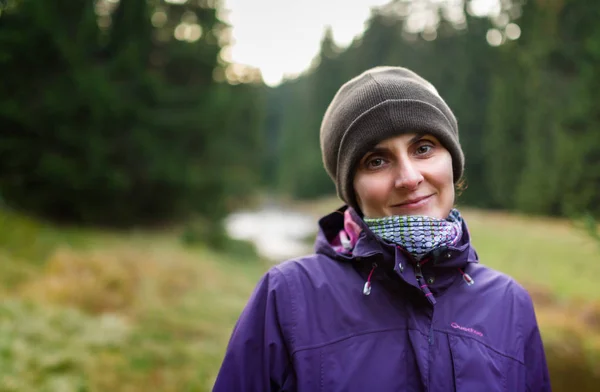 Female hiker with backpack — Stock Photo, Image