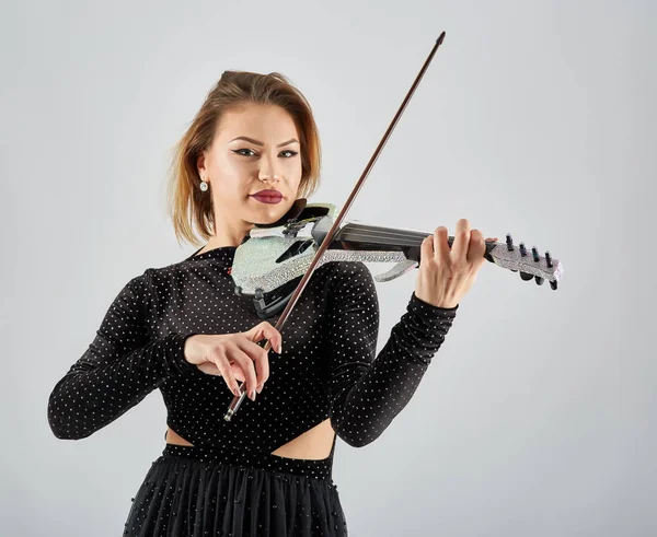 Vrouw Violist Studio Opname — Stockfoto