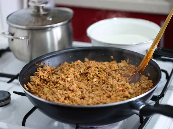 Carne de bovino picada e carne de porco — Fotografia de Stock