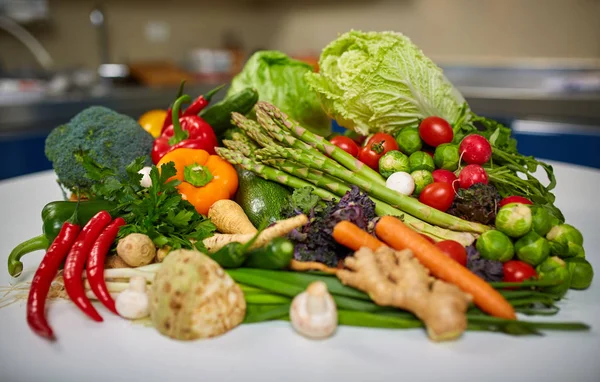 Group Various Vegetables Kitchen Board — Stock Photo, Image