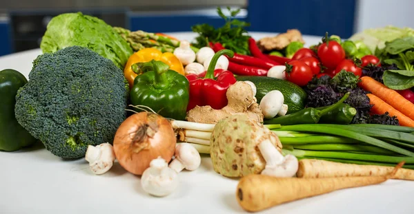 Group Various Vegetables Kitchen Board — Stock Photo, Image