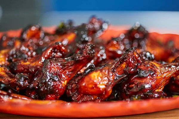 Closeup Caramelized Chicken Wings Delicious Thai Recipe — Stock Photo, Image