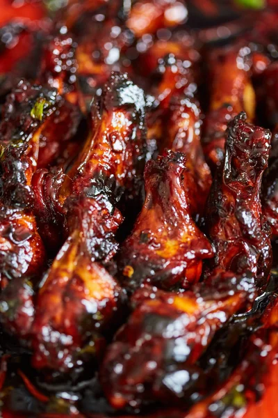 Closeup Caramelized Chicken Wings Delicious Thai Recipe — Stock Photo, Image