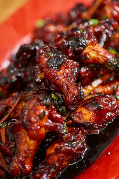 Closeup Caramelized Chicken Wings Delicious Thai Recipe — Stock Photo, Image