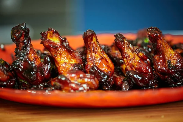 Closeup Caramelized Chicken Wings Delicious Thai Recipe — Stock Photo, Image