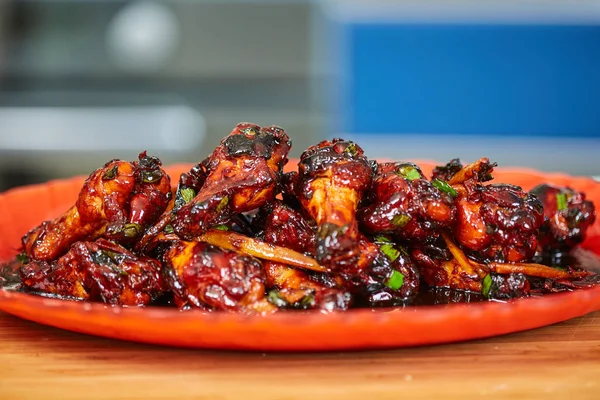 Closeup Caramelized Chicken Wings Delicious Thai Recipe — Stock Photo, Image