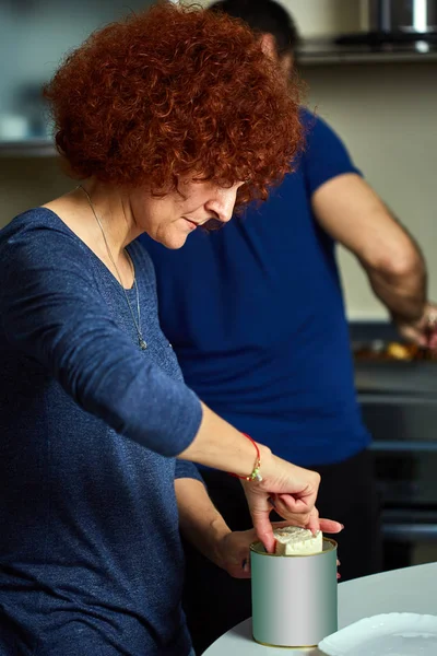 Couple Cooking Home Together Kitchen — Stock Photo, Image