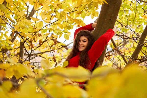 Seizoensgebonden Portret Van Een Aantrekkelijke Jonge Vrouw Buiten — Stockfoto