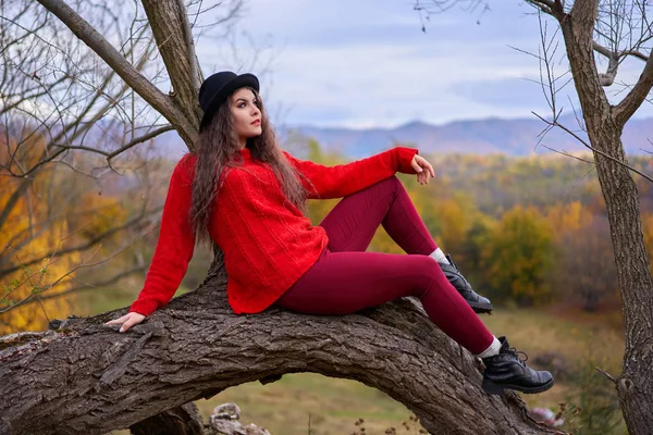 魅力的な若い女性の屋外の季節の肖像画 — ストック写真