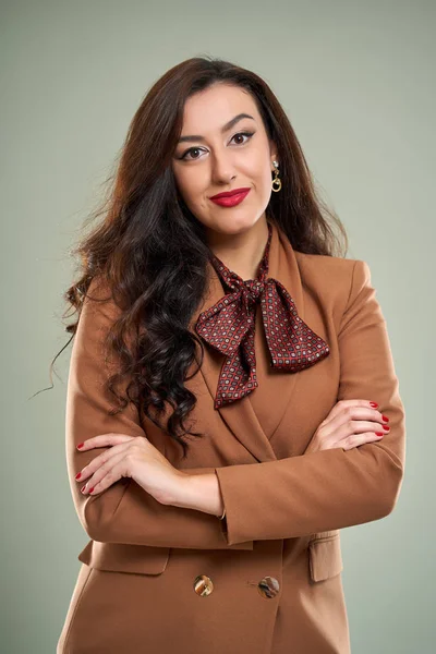 Portrait Young Entrepreneur Woman Studio Shot Isolated Background — Stock Photo, Image