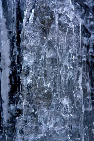 Beautifully Shaped Icicles Mountain Frozen Waterfall — Stock Photo, Image