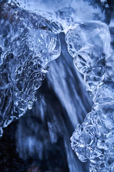Beautifully Shaped Icicles Mountain Frozen Waterfall — Stock Photo, Image
