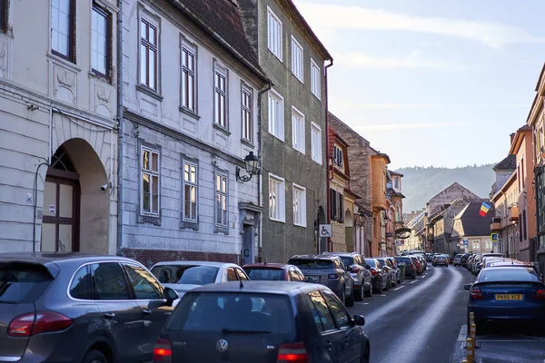 Brasov Rumänien December 2019 Gatuliv Brasovs Gamla Stadskärna Ett Populärt — Stockfoto