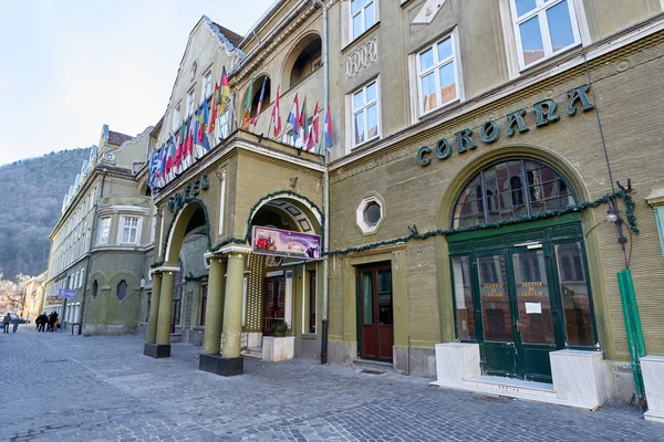 Brasov Romania Dicembre 2019 Vita Strada Nel Centro Storico Della — Foto Stock